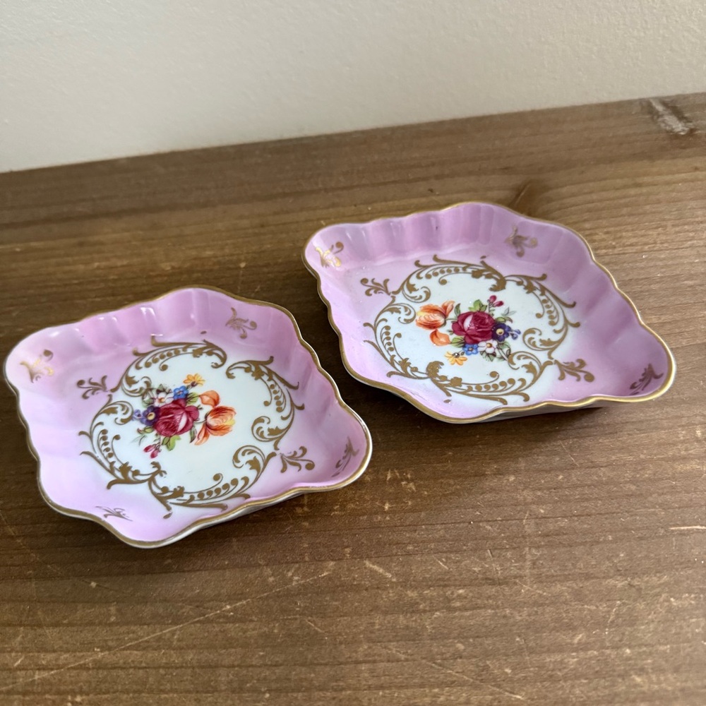 Vintage PM Martinroda EAST GERMANY Porcelain Trinket candy small dishes set of 2